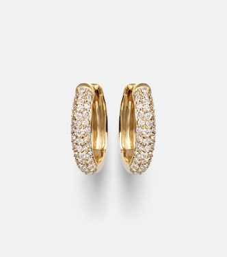 Essential 14kt gold hoop earrings with diamonds | Stone and Strand