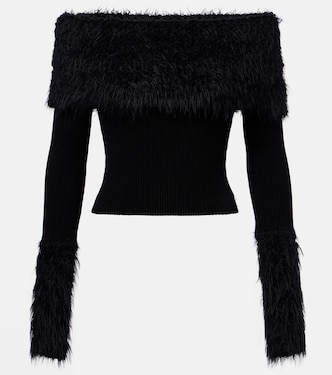 Ribbed-knit faux fur-trimmed top | Jean Paul Gaultier