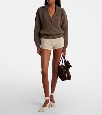 Shorts aus Kaschmir mit Zopfstrickmuster | Magda Butrym