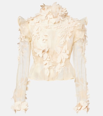 Hypnotic floral-appliqué silk blouse | Zimmermann