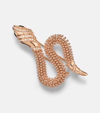 Broche Serpenti de oro rosa de 18 ct con diamantes y ónix | Bvlgari