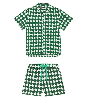 Printed cotton bowling shirt and shorts set | Fábula