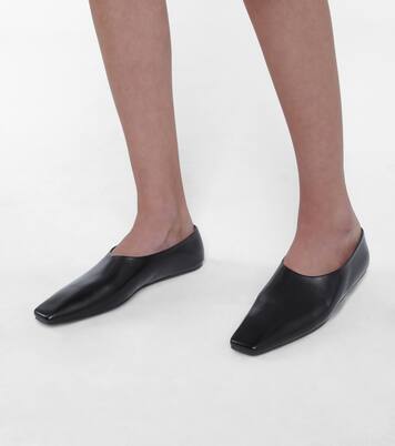 Square Toe leather ballet flats | The Row