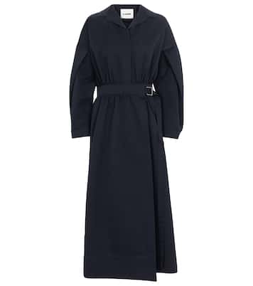 Belted cotton-blend midi dress | Jil Sander