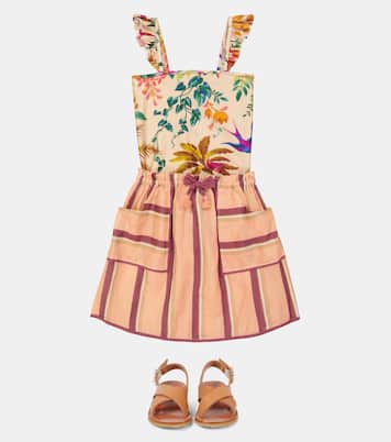 Gestreifter Rock Rosa aus Leinen | Zimmermann Kids