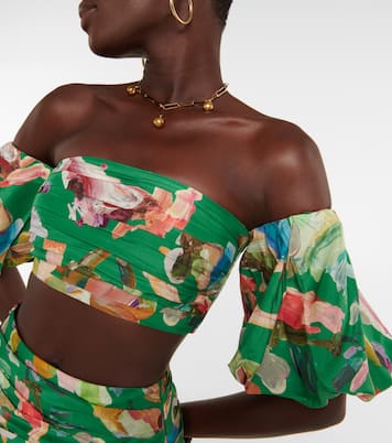 Top cropped Arlo in seta con stampa | Alémais