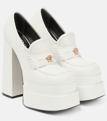 Aevitas leather platform loafer pumps in white Versace Mytheresa