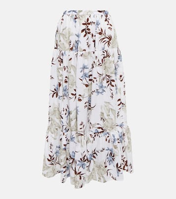 Falda midi Olympia de lino estampada | Erdem