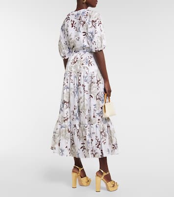 Falda midi Olympia de lino estampada | Erdem