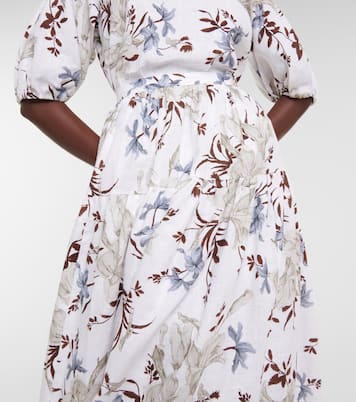 Falda midi Olympia de lino estampada | Erdem