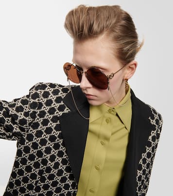 Gafas de sol redondas con cadena | Gucci