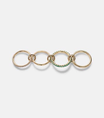 Set de 4 bagues Halley en or 18 ct, émeraudes et diamants | Spinelli Kilcollin