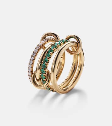 Set de 4 bagues Halley en or 18 ct, émeraudes et diamants | Spinelli Kilcollin