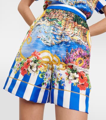 Shorts Portofino in seta a vita alta | Dolce&Gabbana