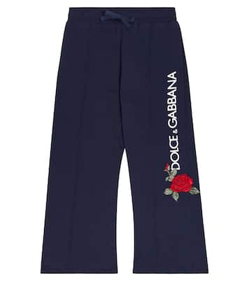 Pantalon de survêtement Rose en coton à logo | Dolce&Gabbana Kids