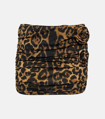 Floral-appliqué leopard-print miniskirt | Blumarine