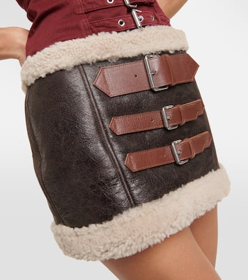 Minifalda de piel con borrego | Blumarine