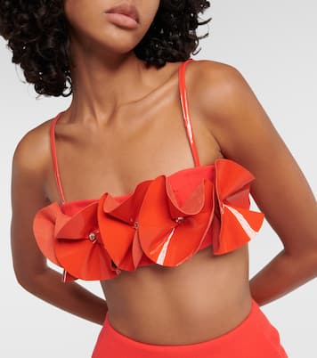 Floral-appliqué wool crepe top | David Koma