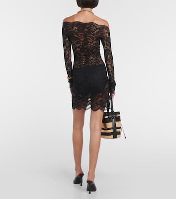 Miniabito in pizzo con scollo bardot | Rabanne