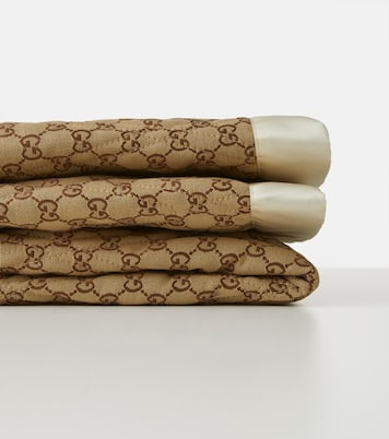 Manta acolchada de mezcla de algodón con GG  | Gucci
