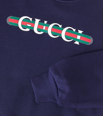 Children's cotton sweatshirt with Web in dark blue | GUCCI® US
