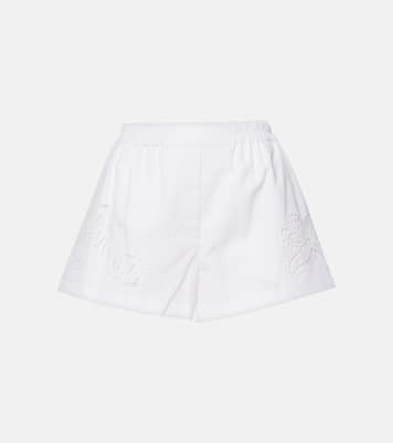 Shorts in popeline di cotone e sangallo | Versace