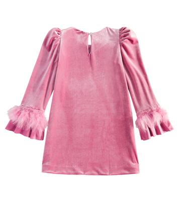 Vestido de chenilla con plumas sintéticas | Monnalisa