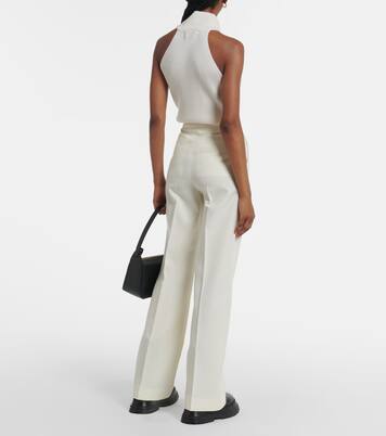 Pantaloni flared in gabardine a vita alta | Moncler
