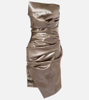 Vestido bustier fruncido metálico | Mugler