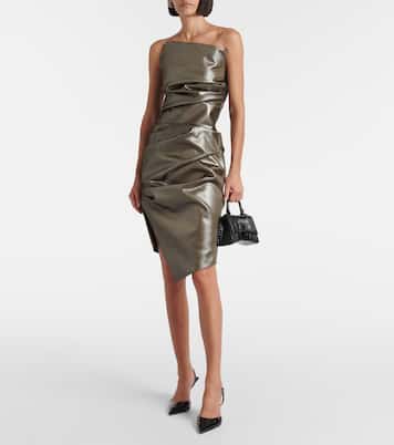 Vestido bustier fruncido metálico | Mugler