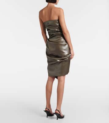Vestido bustier fruncido metálico | Mugler