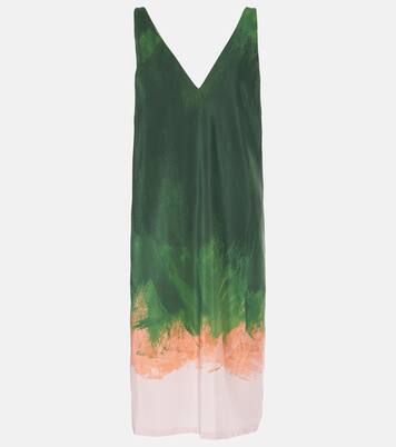Robe midi imprimée en soie mélangée | Dries Van Noten