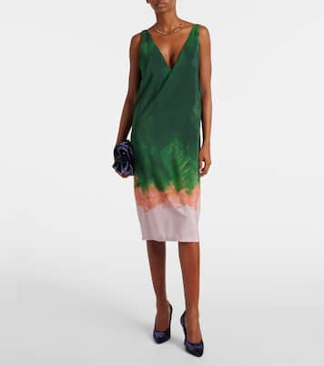 Robe midi imprimée en soie mélangée | Dries Van Noten