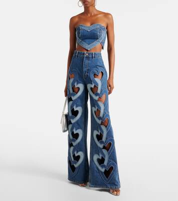Jeans a gamba larga e vita alta con cut-out | Area