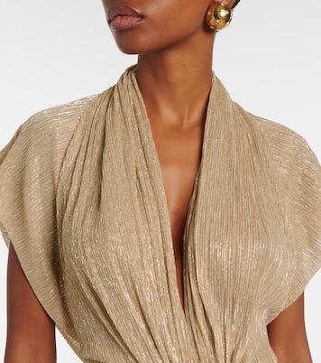 Eva draped lamé gown | Costarellos