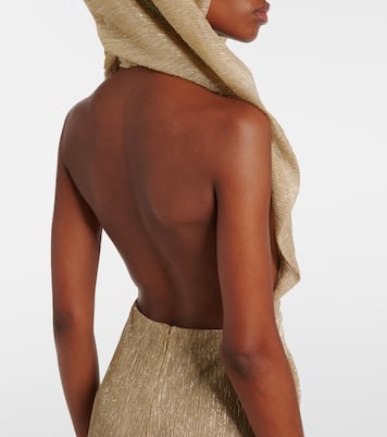 Eva draped lamé gown | Costarellos