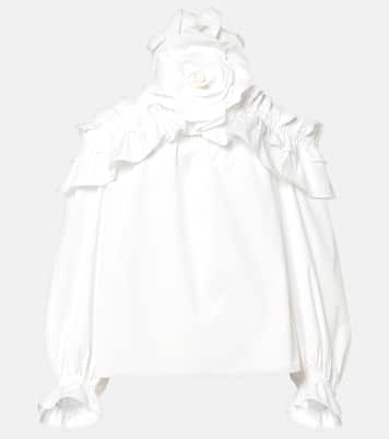 Top in misto cotone con applicazione floreale | Carolina Herrera