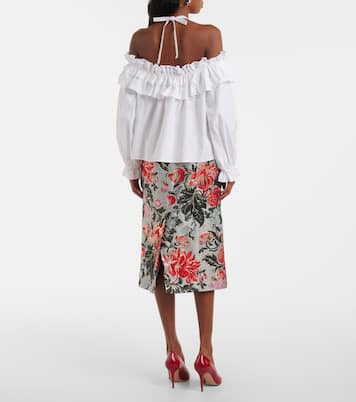 Top in misto cotone con applicazione floreale | Carolina Herrera