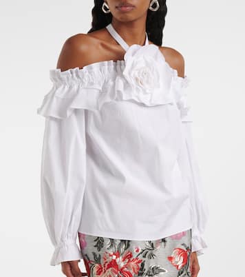 Top in misto cotone con applicazione floreale | Carolina Herrera