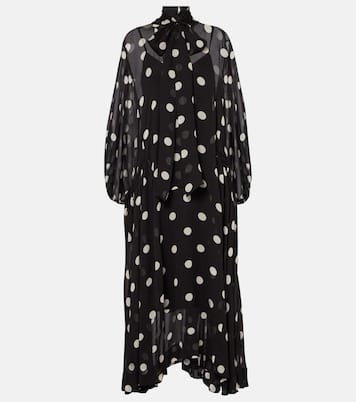 Abito lungo Crush Tie Neck Billow a pois | Zimmermann