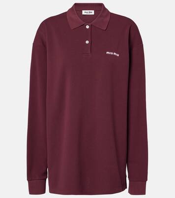 Polo in cotone piqué con logo | Miu Miu