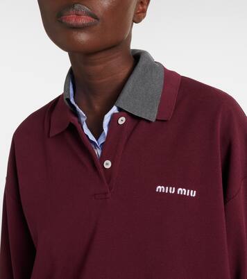 Polo in cotone piqué con logo | Miu Miu