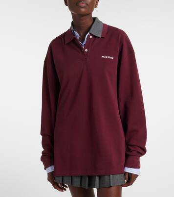 Polo in cotone piqué con logo | Miu Miu