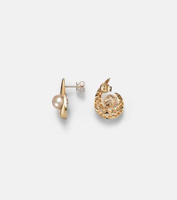Boucles d'oreilles Pearl Curl en or 14 ct et perles d'eau douce | Mateo