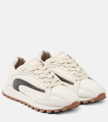 Sneakers con suede e monili | Brunello Cucinelli