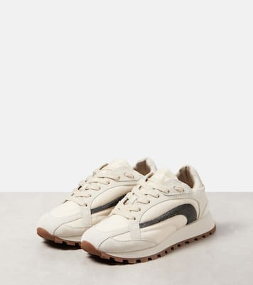 Sneakers con suede e monili | Brunello Cucinelli