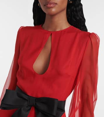 Bow-detail ruffled silk chiffon gown | Valentino