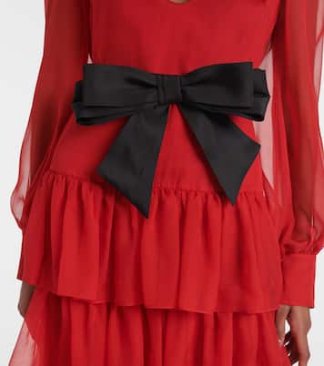 Bow-detail ruffled silk chiffon gown | Valentino