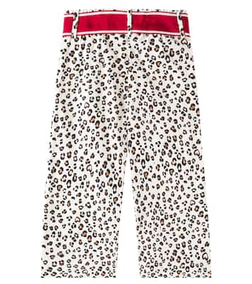 Leopard-print cotton-blend pants | Monnalisa