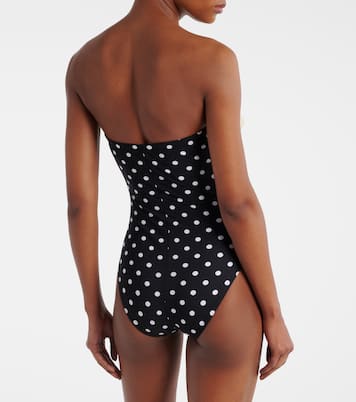 Costume intero a pois con applicazioni floreali | Karla Colletto